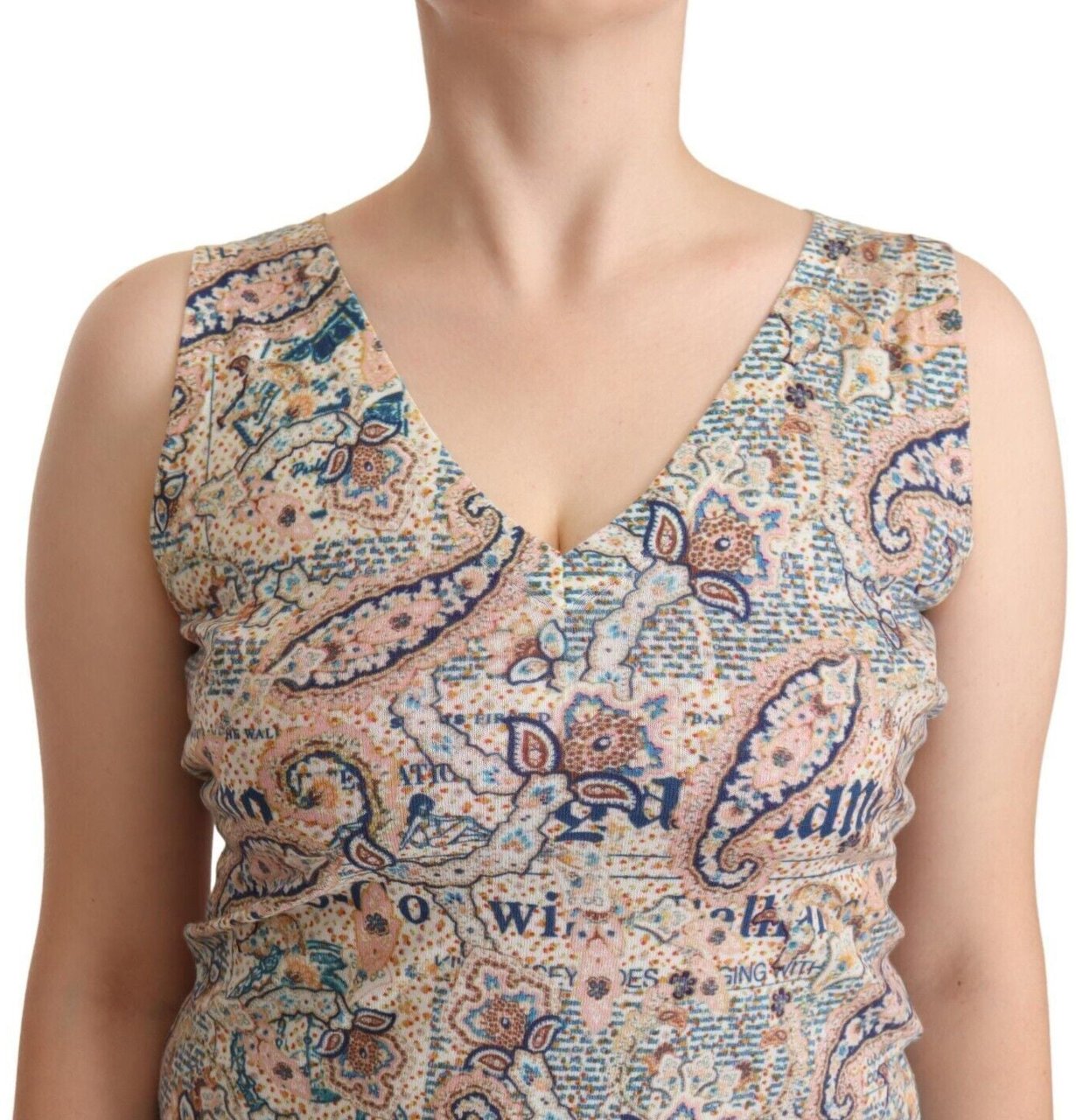 Galliano John Galliano Multicolor Cotton Sleeveless V-neck Tank Top Divers