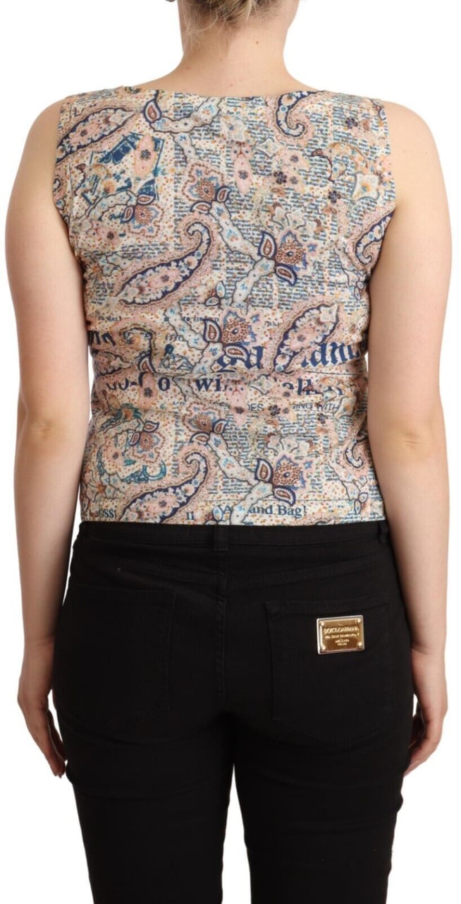Galliano John Galliano Multicolor Cotton Sleeveless V-neck Tank Top Divers