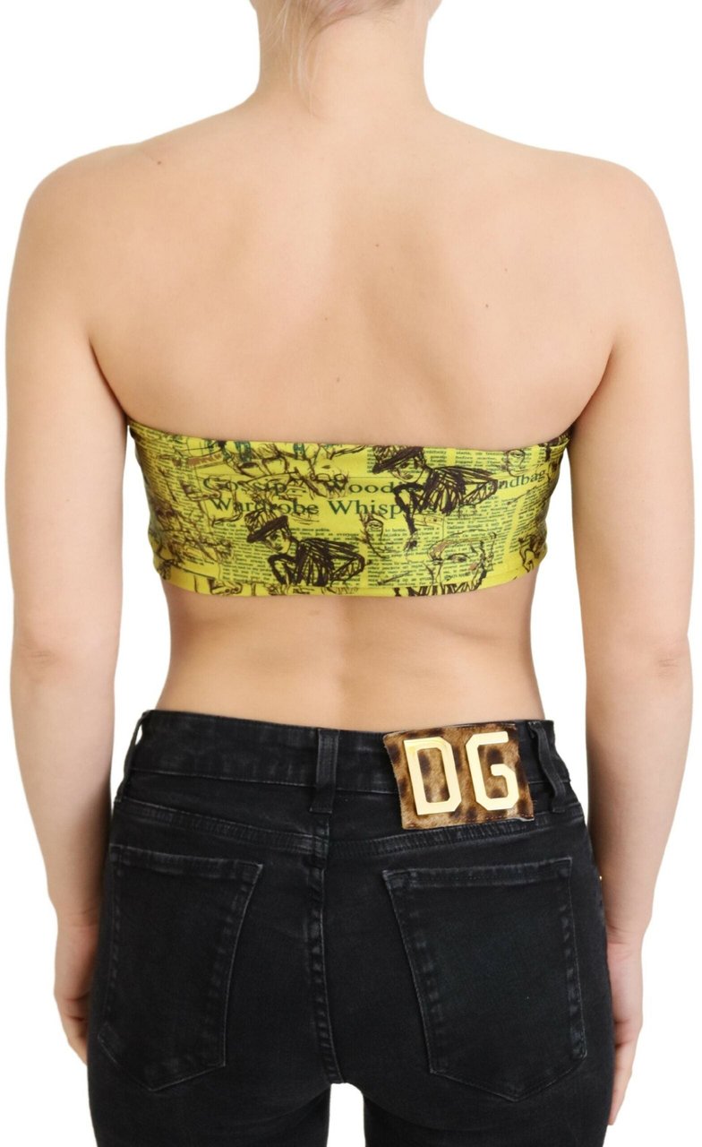 Galliano John Galliano Yellow Newspaper Print Cropped Blouse Geel
