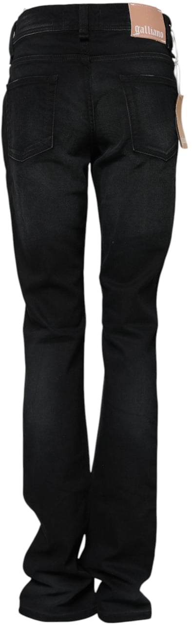 Galliano John Galliano Black Cotton Mid Waist Tapered Denim Jeans Zwart