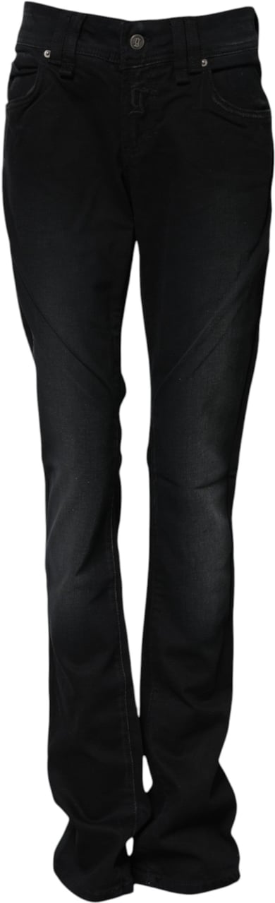 Galliano John Galliano Black Cotton Mid Waist Tapered Denim Jeans Zwart