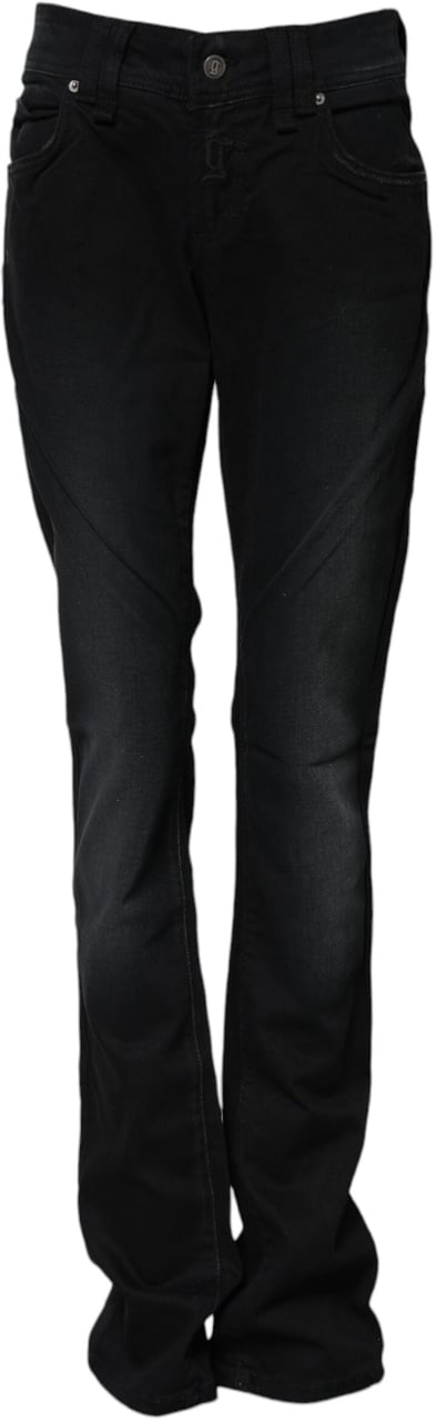 Galliano John Galliano Black Cotton Mid Waist Tapered Denim Jeans Zwart