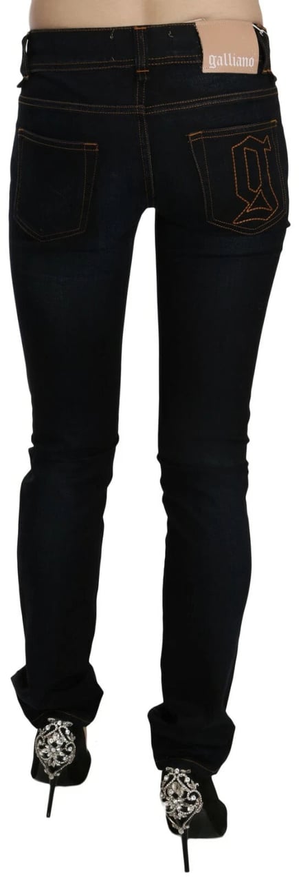 Galliano John Galliano Dark Blue Mid Waist Slim Fit Denim Casual Pants Jeans Zwart