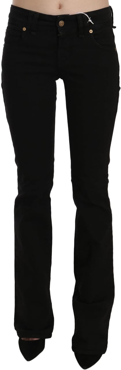 Galliano John Galliano Black Low Waist Slim Leg Skinny Denim Casual Pants Jeans Zwart