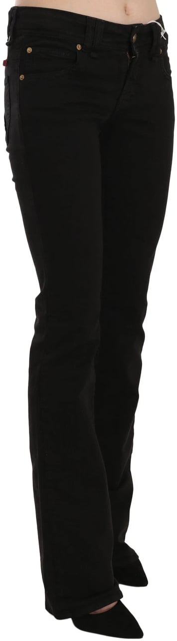 Galliano John Galliano Black Low Waist Slim Leg Skinny Denim Casual Pants Jeans Zwart