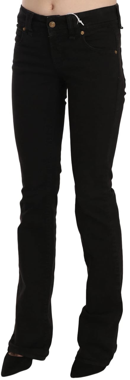 Galliano John Galliano Black Low Waist Slim Leg Skinny Denim Casual Pants Jeans Zwart
