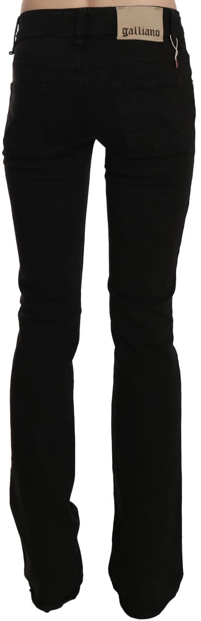 Galliano John Galliano Black Low Waist Slim Leg Skinny Denim Casual Pants Jeans Zwart