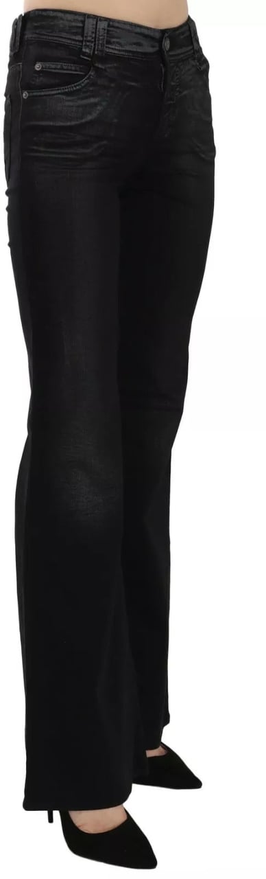 Galliano John Galliano Black Washed High Waist Flared Denim Casual Pants Jeans Zwart