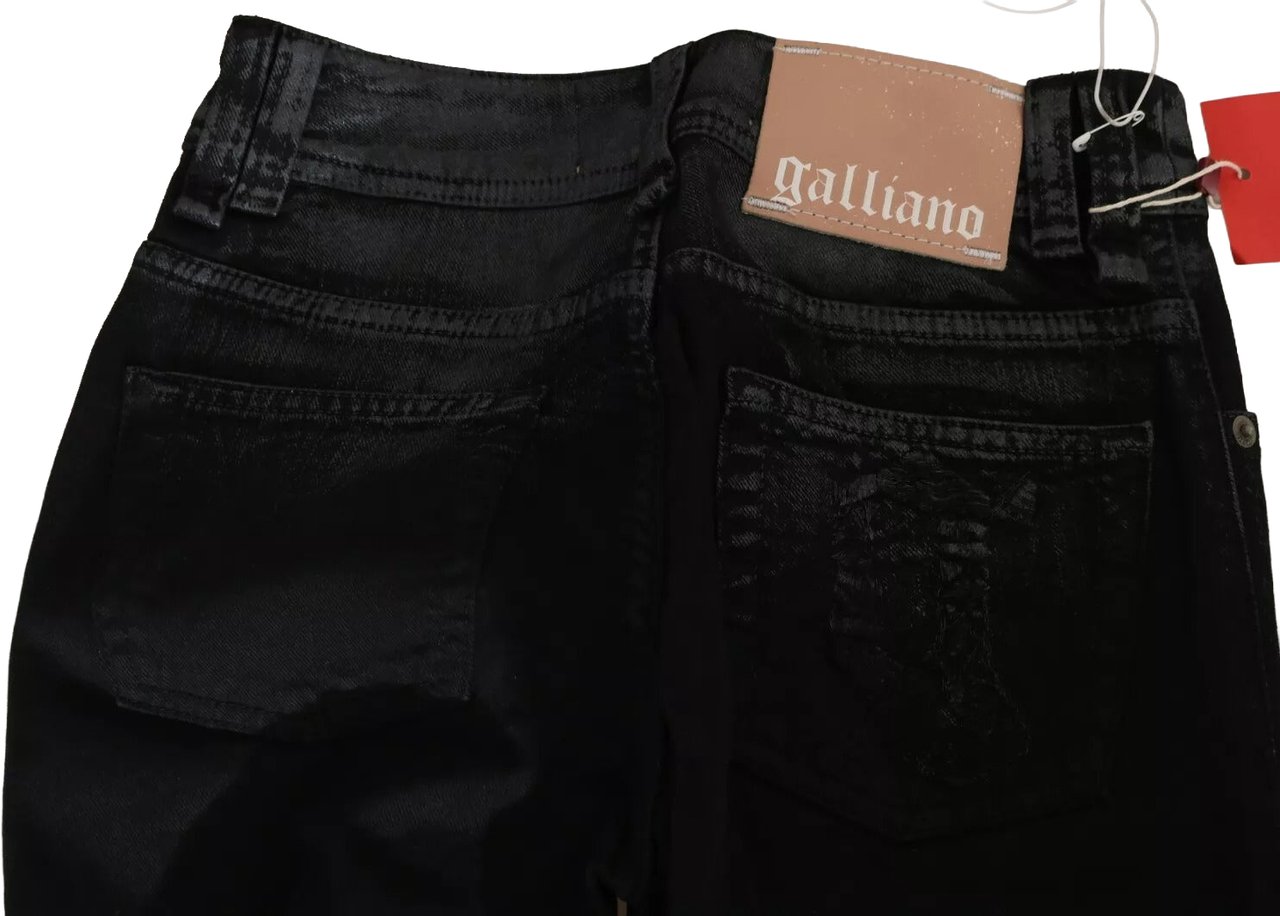 Galliano John Galliano Black Washed High Waist Flared Denim Casual Pants Jeans Zwart