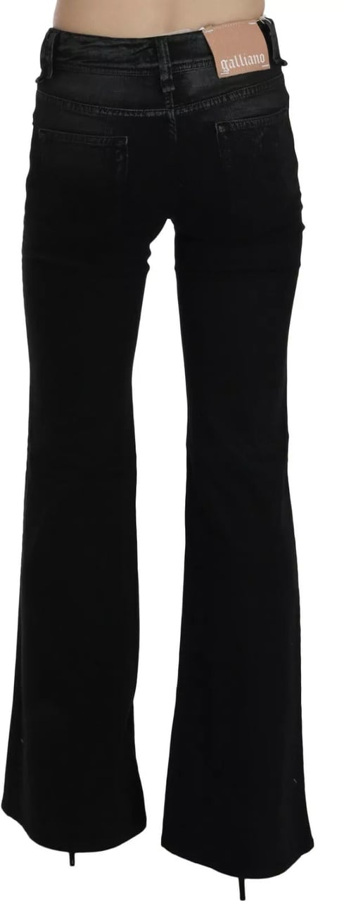Galliano John Galliano Black Washed High Waist Flared Denim Casual Pants Jeans Zwart