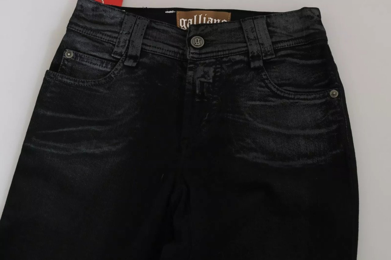 Galliano John Galliano Black Washed High Waist Flared Denim Casual Pants Jeans Zwart