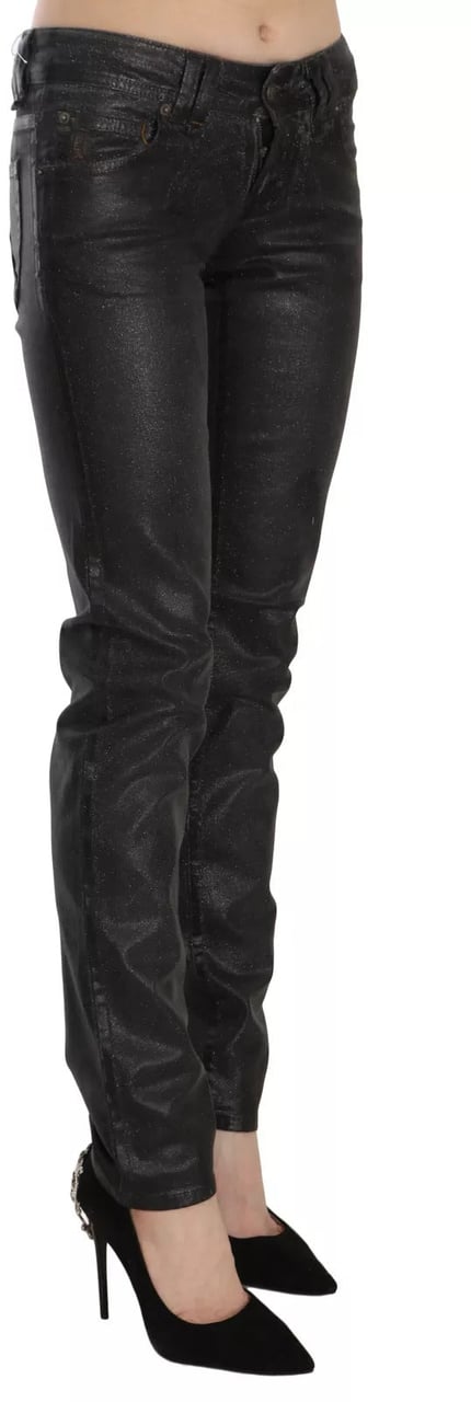 Galliano John Galliano Black Washed Low Waist Regular Leg Denim Pants Zwart