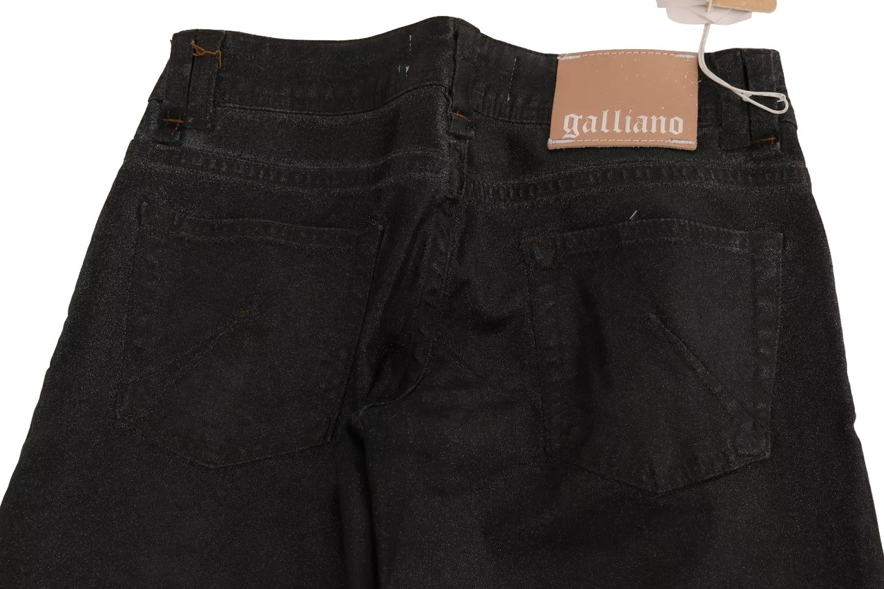 Galliano John Galliano Black Washed Low Waist Regular Leg Denim Pants Zwart