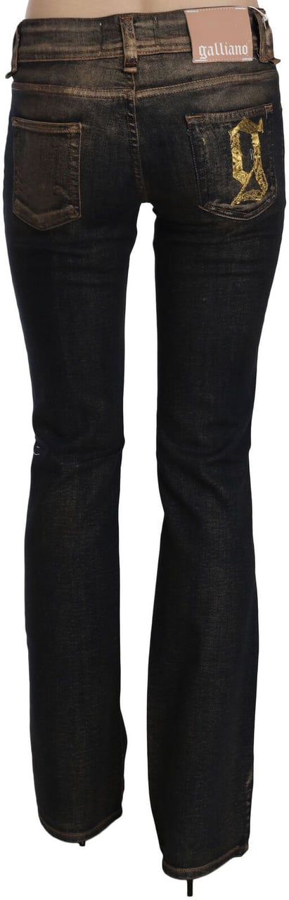 Galliano John Galliano Black Washed Mid Waist Flared Denim Pants Cotton Zwart
