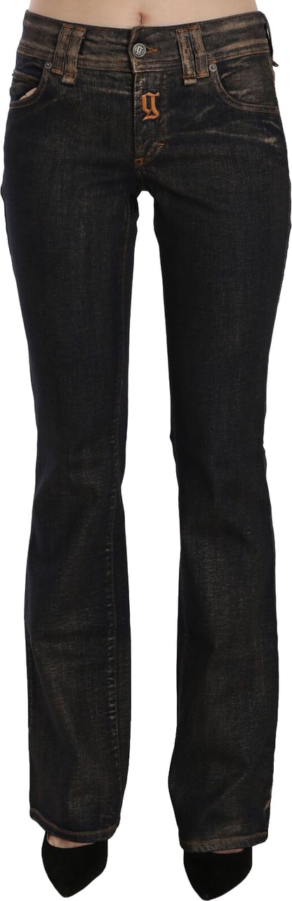 Galliano John Galliano Black Washed Mid Waist Flared Denim Pants Cotton Zwart