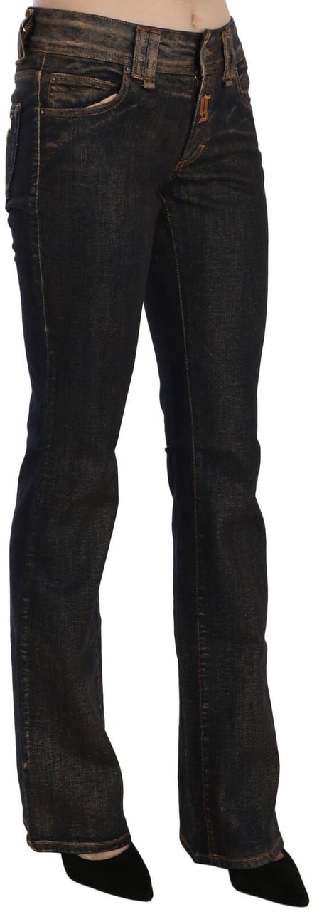 Galliano John Galliano Black Washed Mid Waist Flared Denim Pants Cotton Zwart