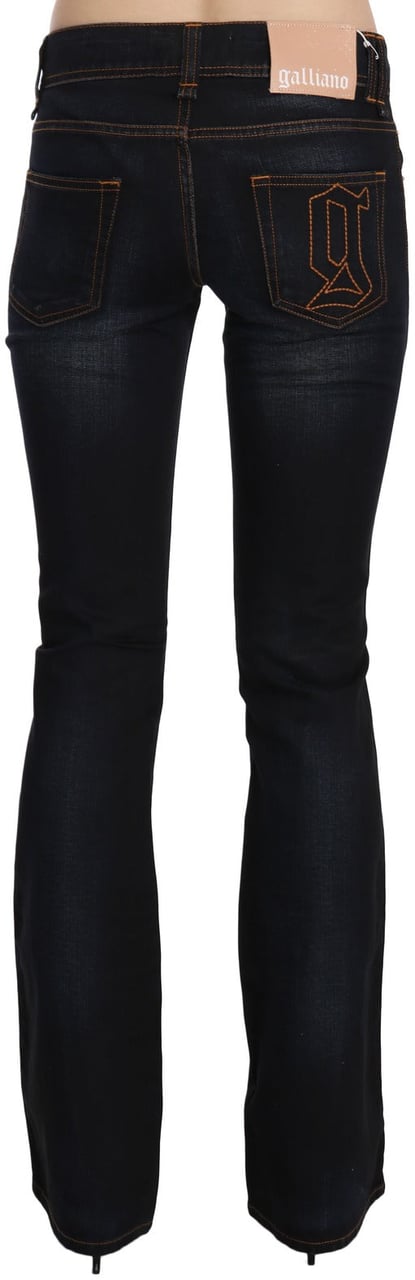 Galliano John Galliano Blue Washed Mid Waist Regular Leg Boot Cut Denim Jeans Blauw