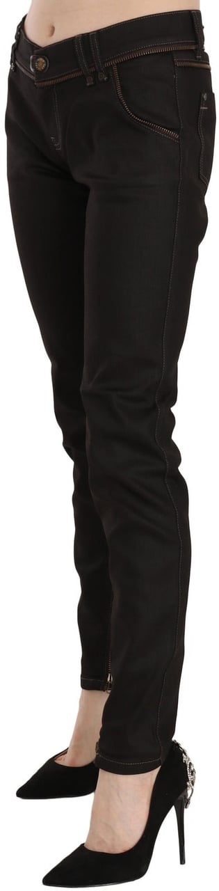 Galliano John Galliano Cotton Black Mid Waist Skinny Denim Jeans Zwart