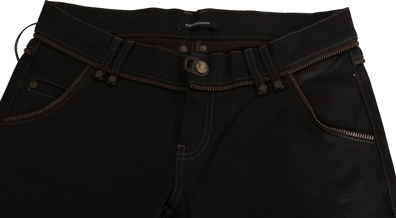 Galliano John Galliano Cotton Black Mid Waist Skinny Denim Jeans Zwart