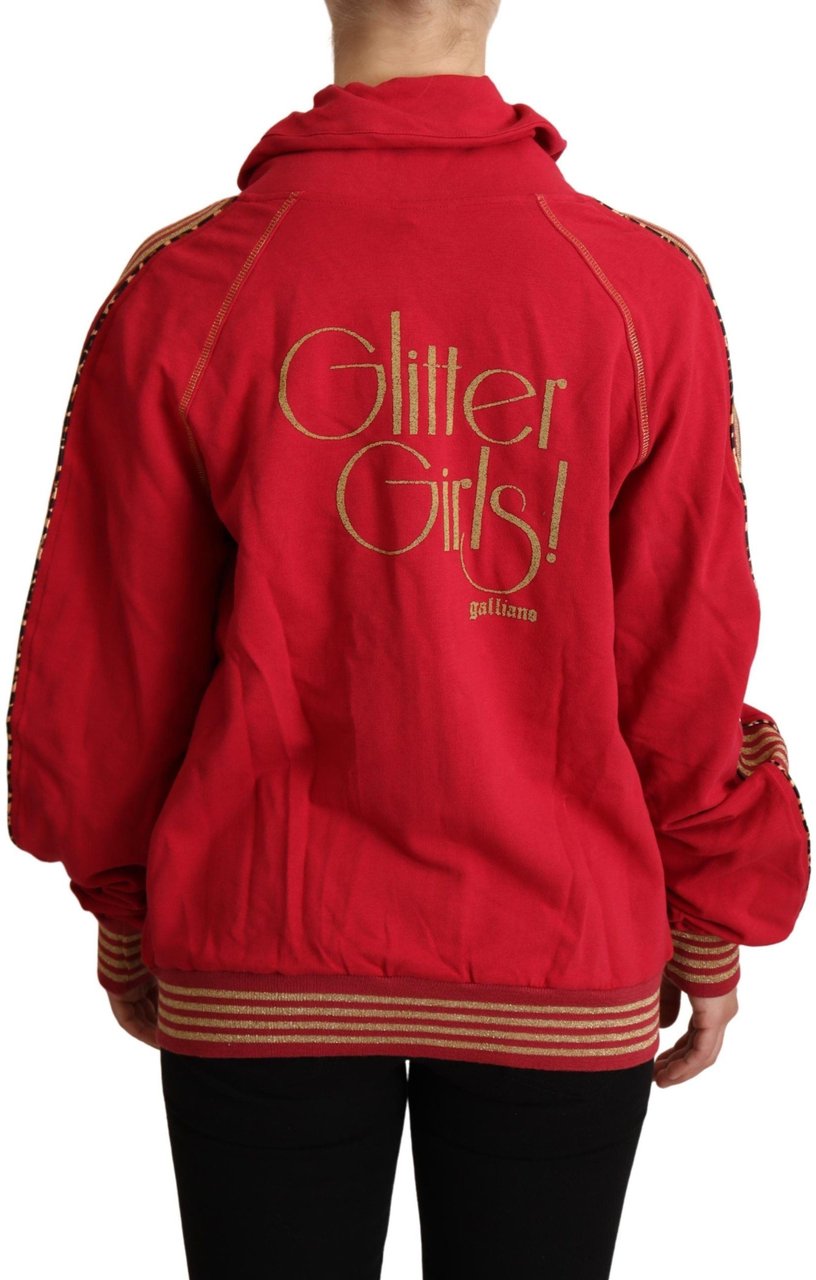 Galliano John Galliano Red Full Zip Jacket Sweatshirt Hooded Sweater Rood