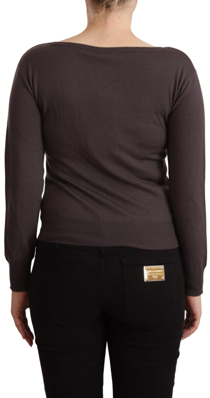Galliano John Galliano Brown Wool Sequined Long Sleeves Pullover Sweater Bruin