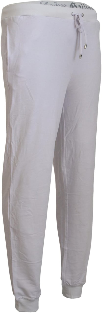 Galliano John Galliano White Cotton Logo Mens Jogger Pants Wit