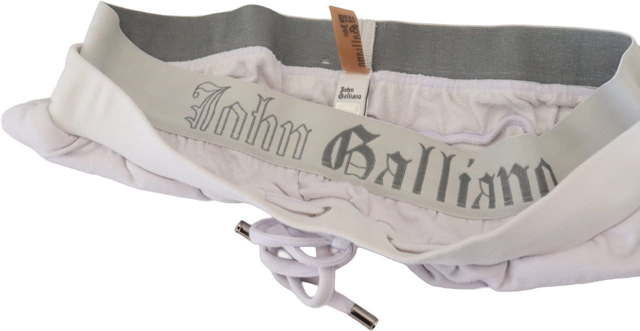 Galliano John Galliano White Cotton Logo Mens Jogger Pants Wit