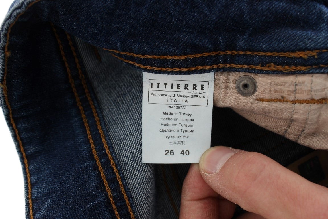 Galliano John Galliano Blue Wash Cotton Blend Slim Fit Bootcut Jeans Blauw