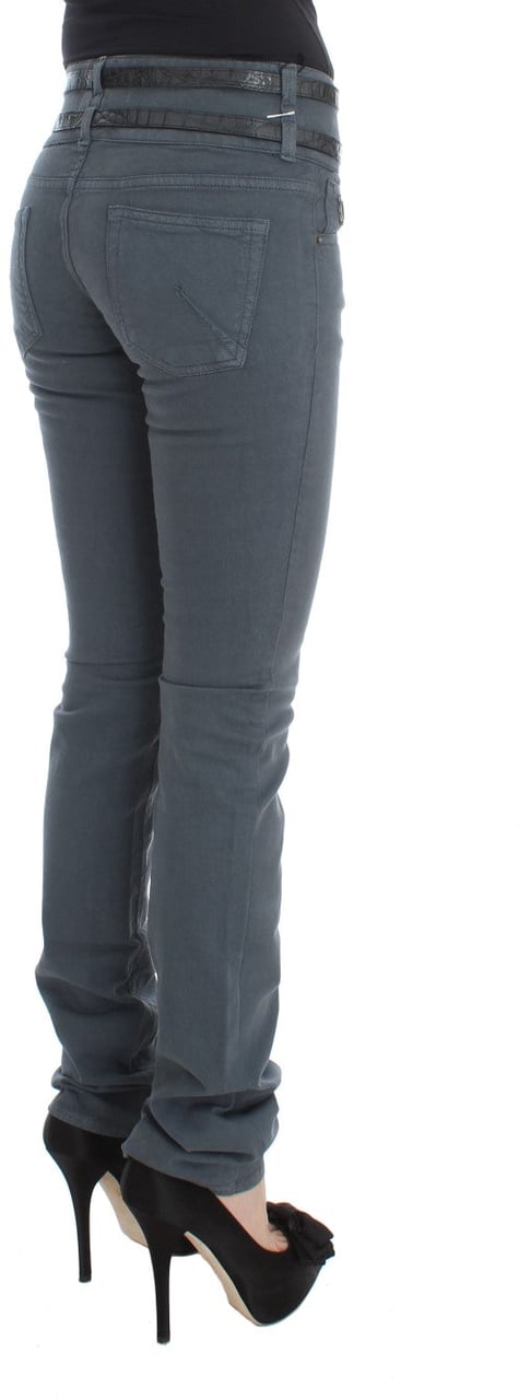 Galliano John Galliano Blue Cotton Blend Slim Fit High Waist Jeans Blauw