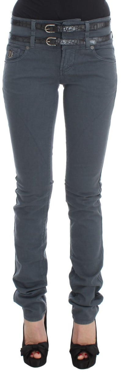 Galliano John Galliano Blue Cotton Blend Slim Fit High Waist Jeans Blauw