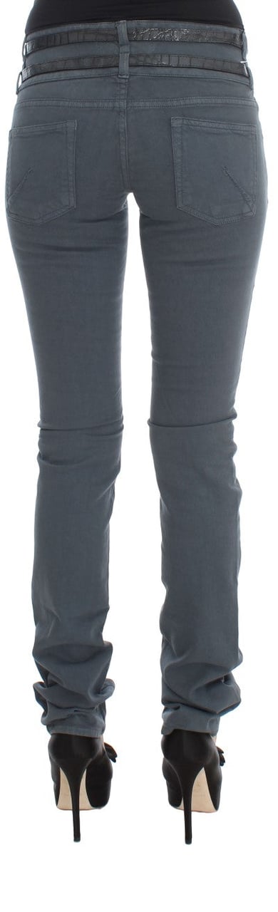 Galliano John Galliano Blue Cotton Blend Slim Fit High Waist Jeans Blauw