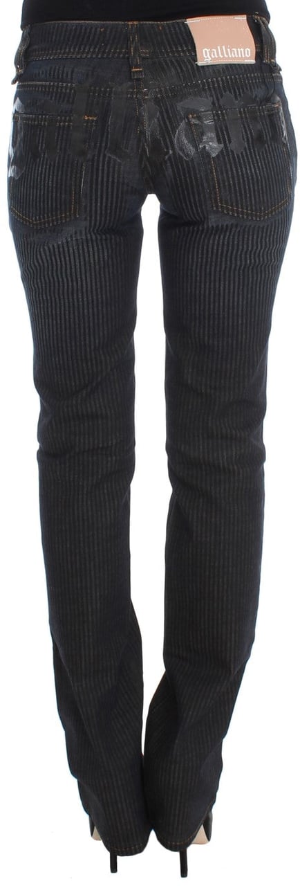 Galliano John Galliano Blue Wash Cotton Blend Slim Fit Bootcut Jeans Blauw