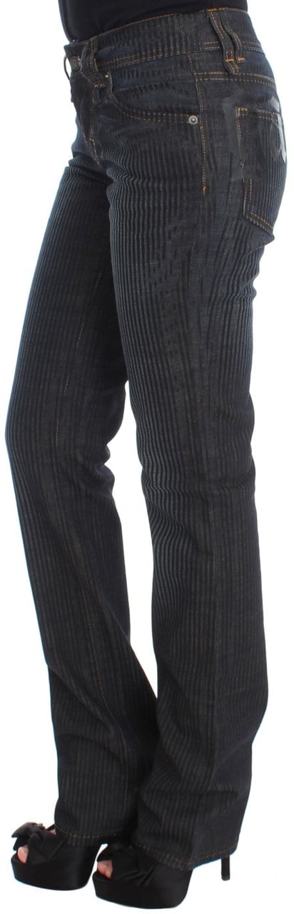 Galliano John Galliano Blue Wash Cotton Blend Slim Fit Bootcut Jeans Blauw