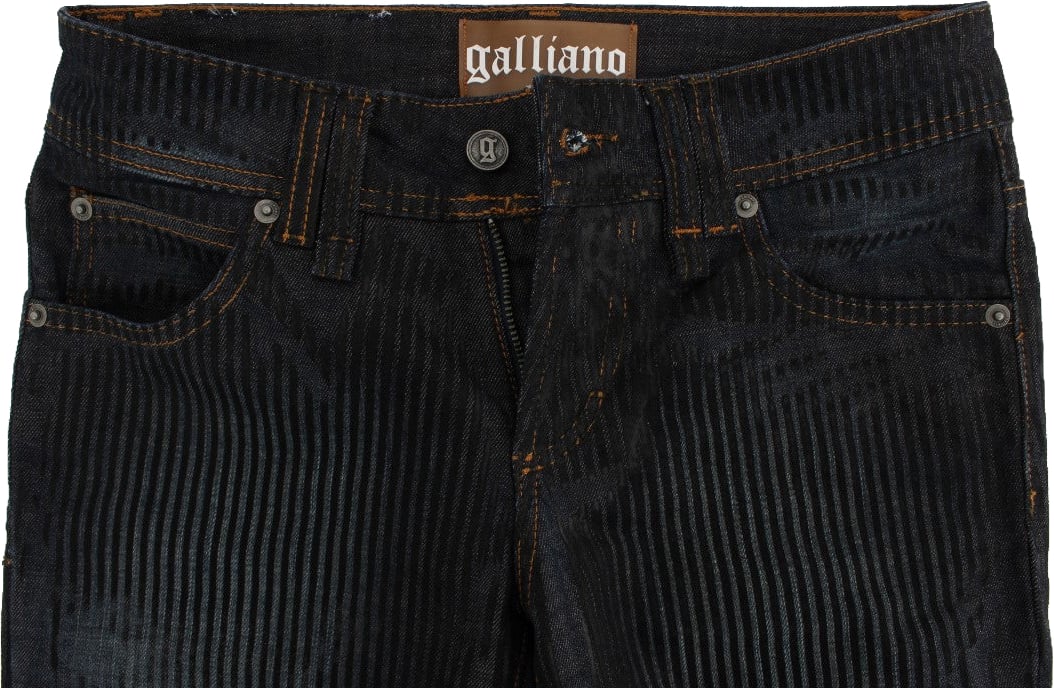 Galliano John Galliano Blue Wash Cotton Blend Slim Fit Bootcut Jeans Blauw