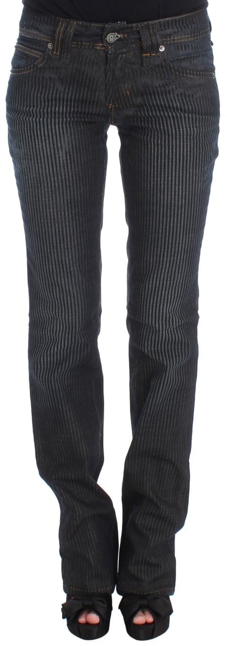 Galliano John Galliano Blue Wash Cotton Blend Slim Fit Bootcut Jeans Blauw