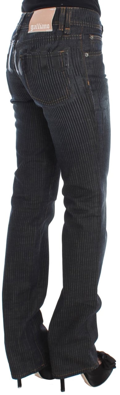 Galliano John Galliano Blue Wash Cotton Blend Slim Fit Bootcut Jeans Blauw