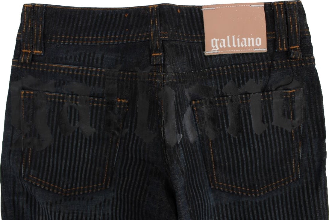 Galliano John Galliano Blue Wash Cotton Blend Slim Fit Bootcut Jeans Blauw