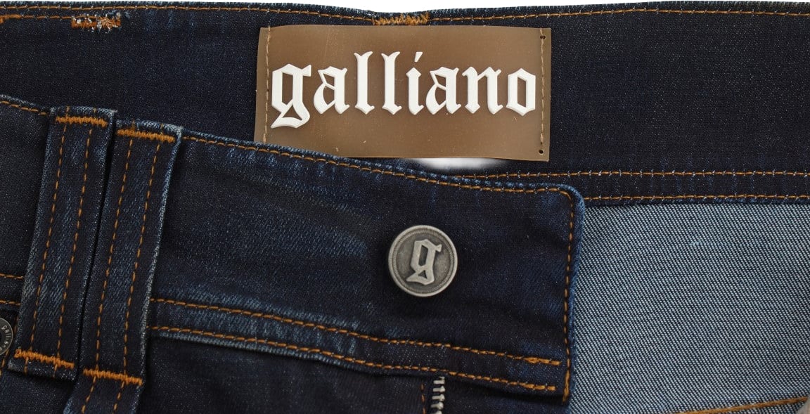 Galliano John Galliano Blue Wash Cotton Blend Boyfriend Fit Jeans Blauw