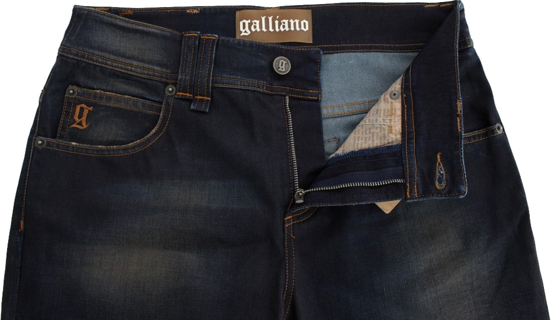 Galliano John Galliano Blue Wash Cotton Blend Boyfriend Fit Jeans Blauw