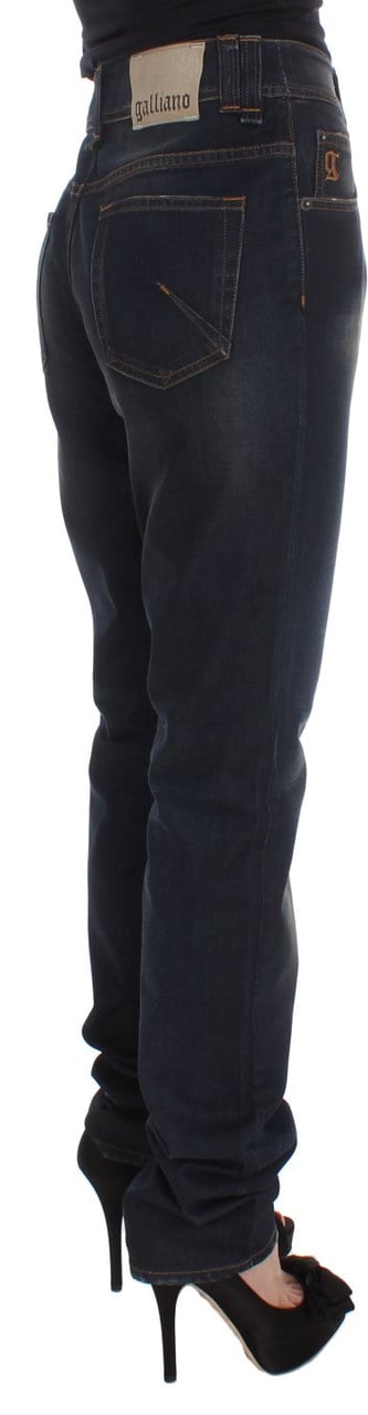 Galliano John Galliano Blue Wash Cotton Blend Boyfriend Fit Jeans Blauw