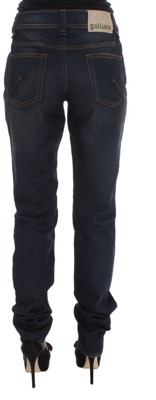 Galliano John Galliano Blue Wash Cotton Blend Boyfriend Fit Jeans Blauw