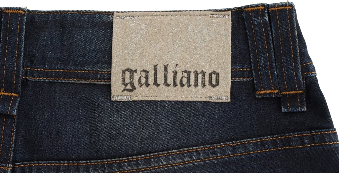 Galliano John Galliano Blue Wash Cotton Blend Boyfriend Fit Jeans Blauw
