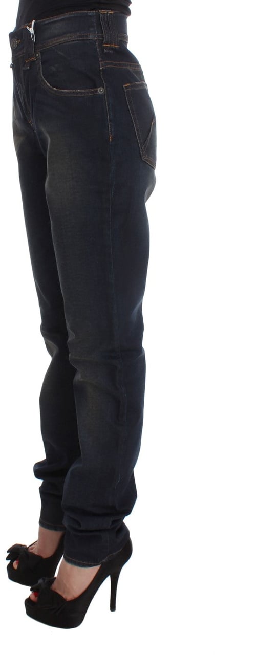 Galliano John Galliano Blue Wash Cotton Blend Boyfriend Fit Jeans Blauw