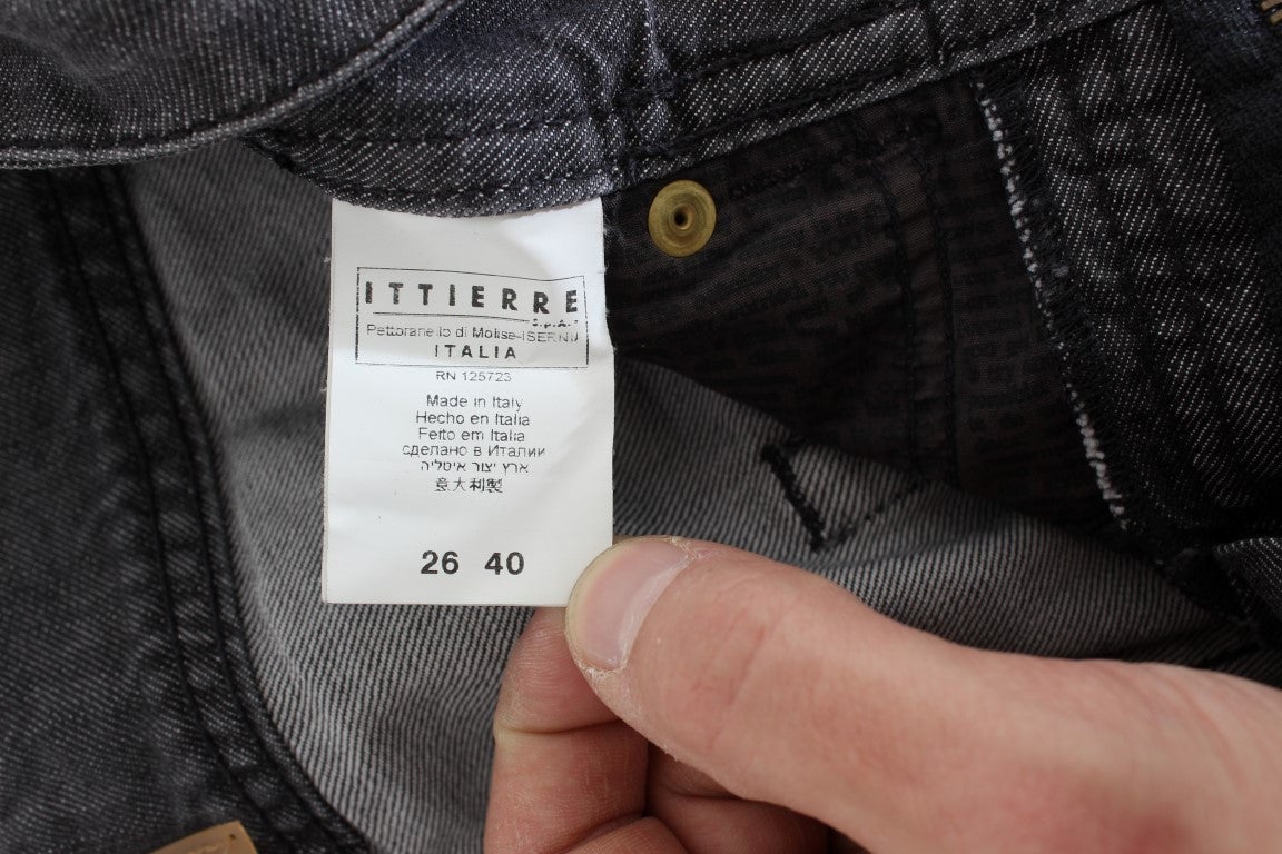 Galliano John Galliano Gray Wash Cotton Torn Straight Fit Jeans Grijs