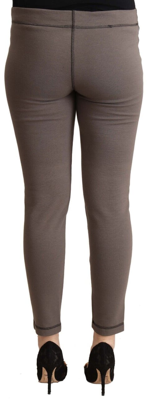 Galliano John Galliano Gray Cotton Mid Waist Stretch Leggings Cropped Pants Grijs
