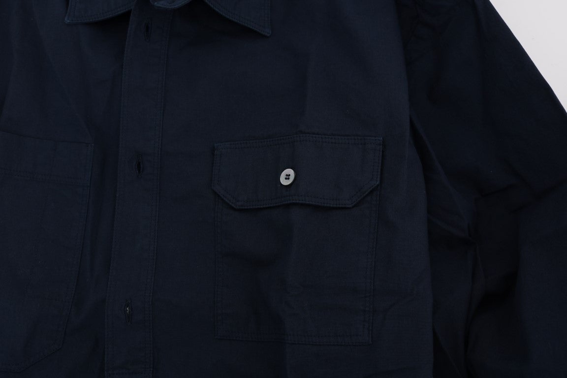 Galliano John Galliano Blue Casual Cotton Long Sleeve Shirt Blauw