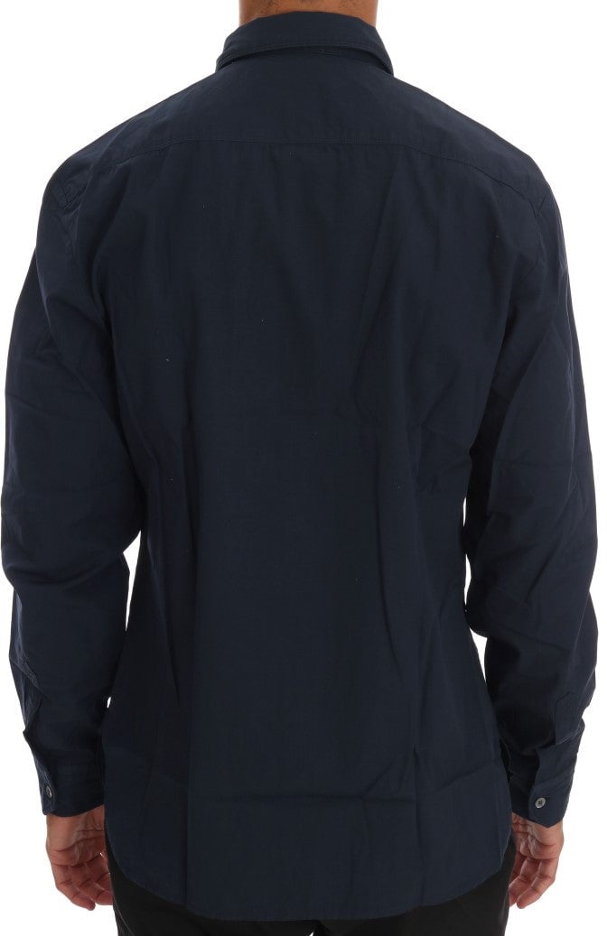 Galliano John Galliano Blue Casual Cotton Long Sleeve Shirt Blauw