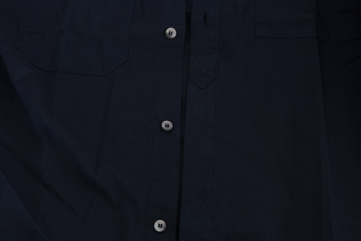 Galliano John Galliano Blue Casual Cotton Long Sleeve Shirt Blauw