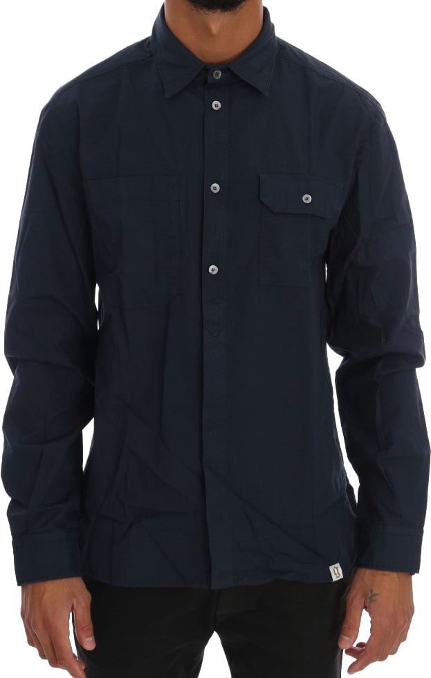 Galliano John Galliano Blue Casual Cotton Long Sleeve Shirt Blauw