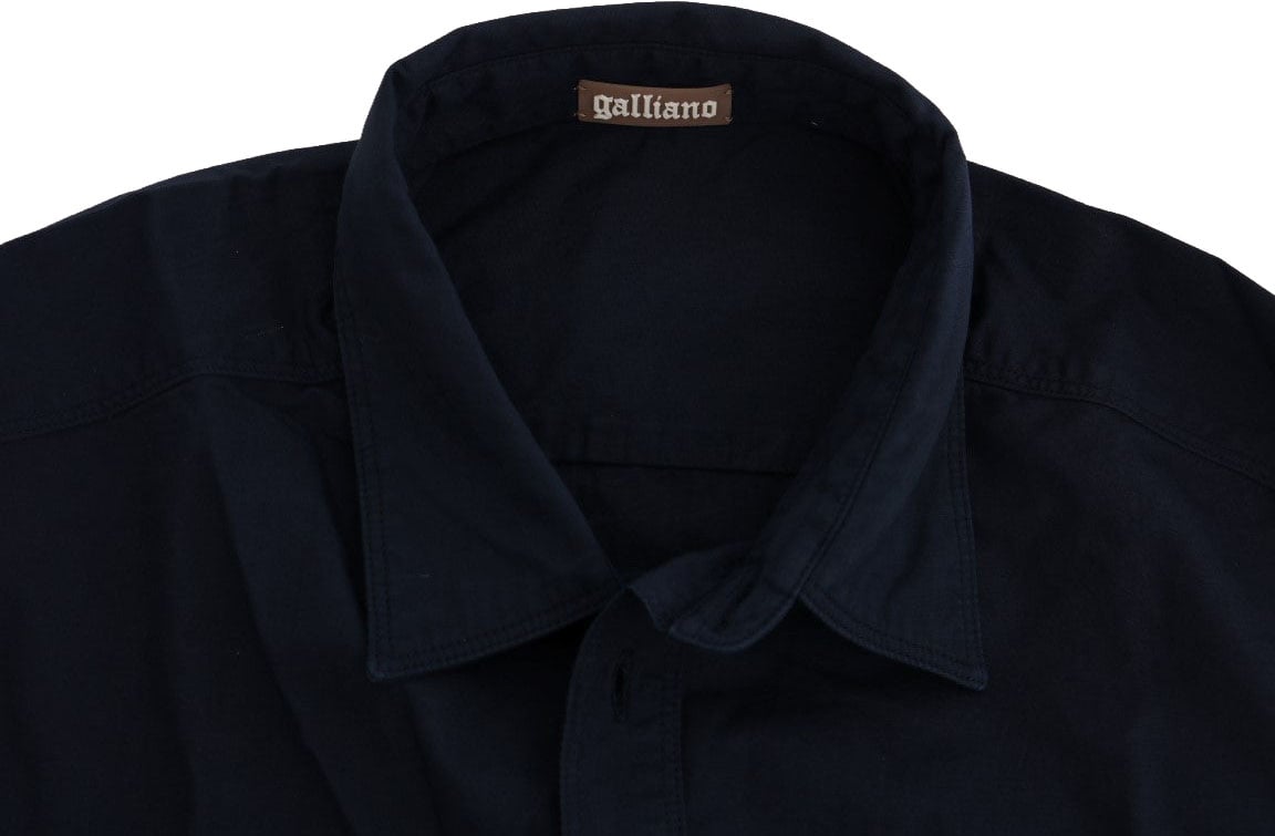 Galliano John Galliano Blue Casual Cotton Long Sleeve Shirt Blauw